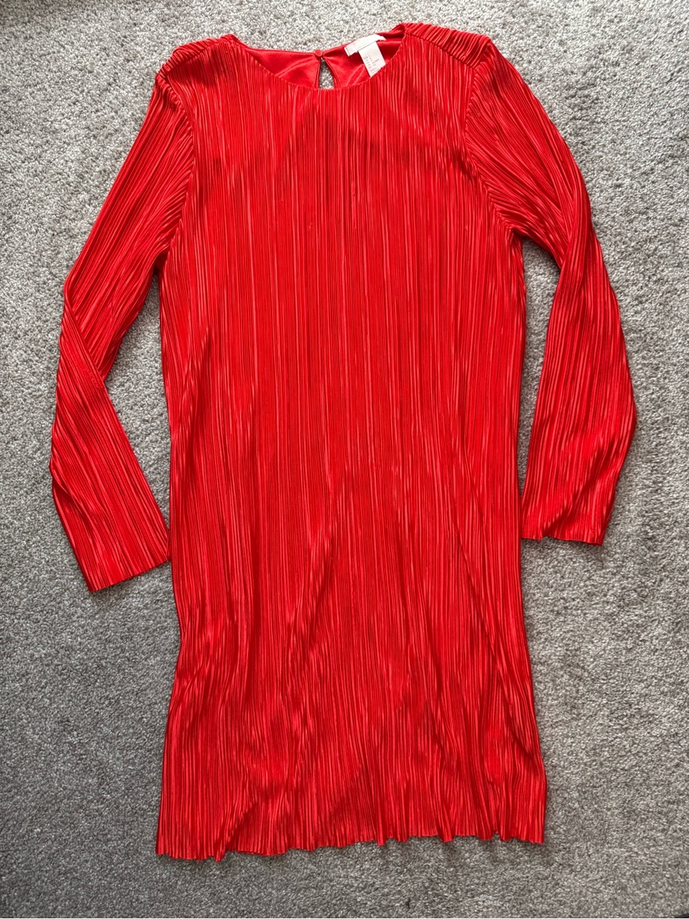 H&M Red Pleated Long-Sleeve Tunic